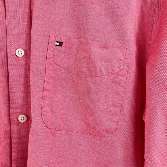 Tommy Hilfiger “Custom Fit” cotton casual button-down shirt, Large, Pink - Picture 5 of 7